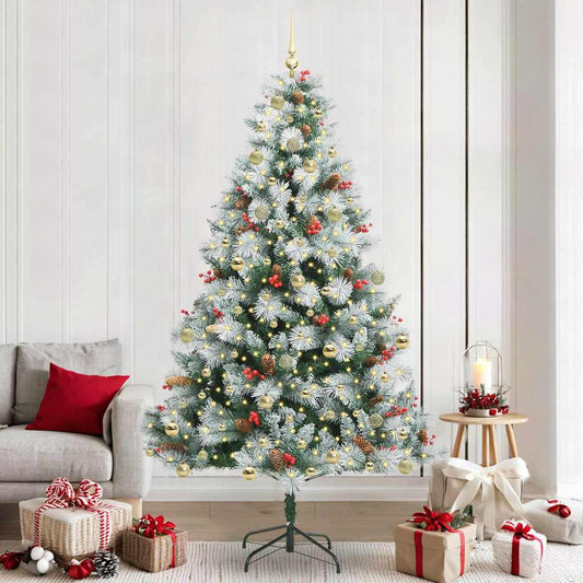 vidaXL Artificial Christmas Tree Green and white 240 cm 1