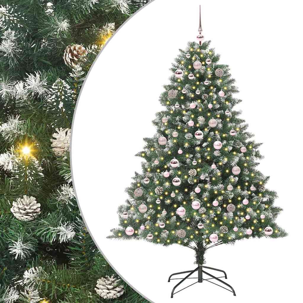 Artificial Christmas Tree Green 180 cm with LEDs&pink balls