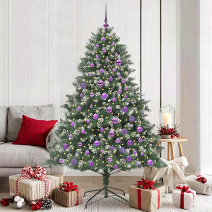 Artificial Christmas Tree Green 180 cm with LEDs&lilac balls