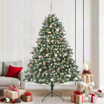 Artificial Christmas Tree with 300 LEDs with Stand Green 210 cm with LEDs&rose gold balls