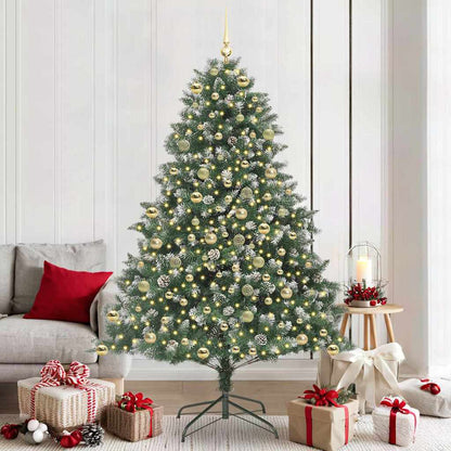 Artificial Christmas Tree with 300 LEDs with Stand Green 210 cm with LEDs&gold balls
