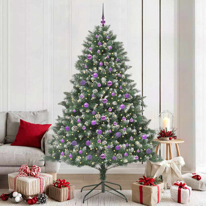 Artificial Christmas Tree with 300 LEDs with Stand Green 210 cm with LEDs&lilac balls