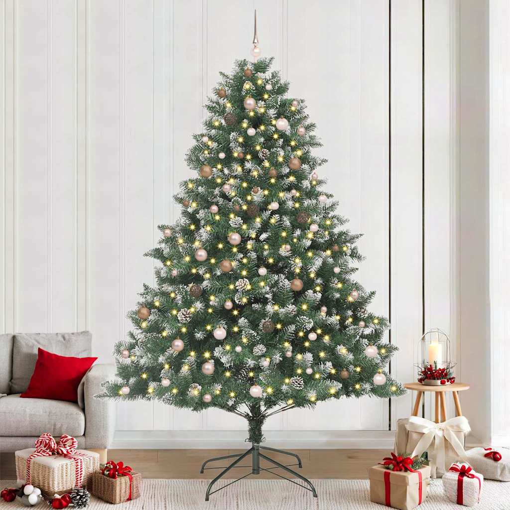 Artificial Christmas Tree Green 240 cm with LEDs&rose gold balls