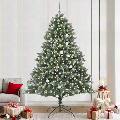 Artificial Christmas Tree Green 240 cm with LEDs&white/grey balls