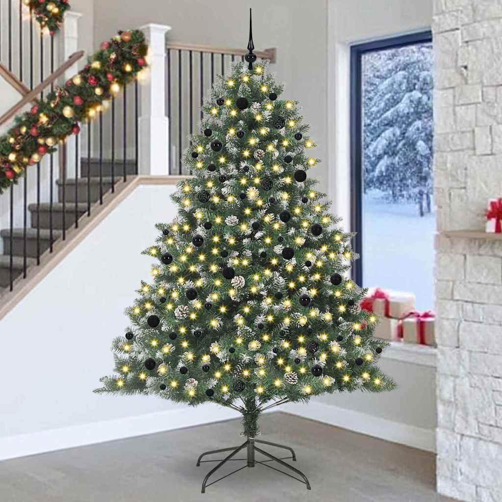 Artificial Christmas Tree Green 240 cm with LEDs&black balls