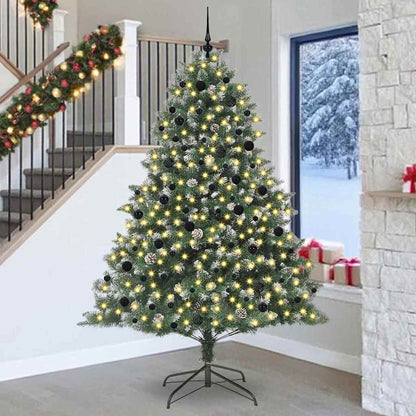 Artificial Christmas Tree Green 240 cm with LEDs&black balls