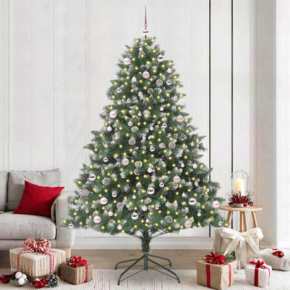 Artificial Christmas Tree Green 240 cm with LEDs&pink balls