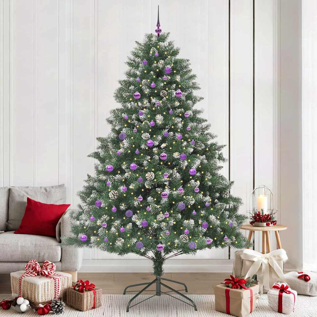Artificial Christmas Tree Green 240 cm with LEDs&lilac balls