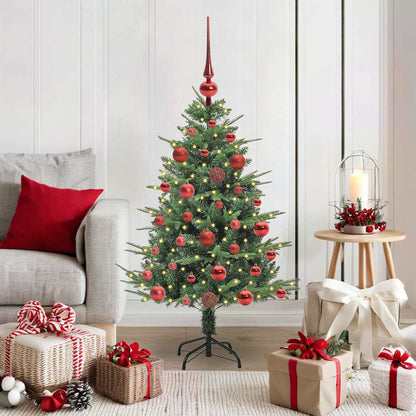 Artificial Pre-lit Christmas Tree with Ball Set 120 cm Green with 150 LEDs &61 red balls