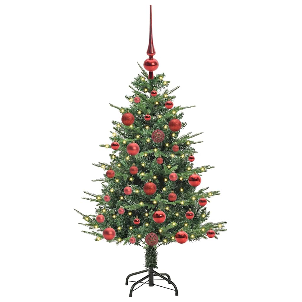 Artificial Pre-lit Christmas Tree with Ball Set 120 cm Green with 150 LEDs &61 red balls