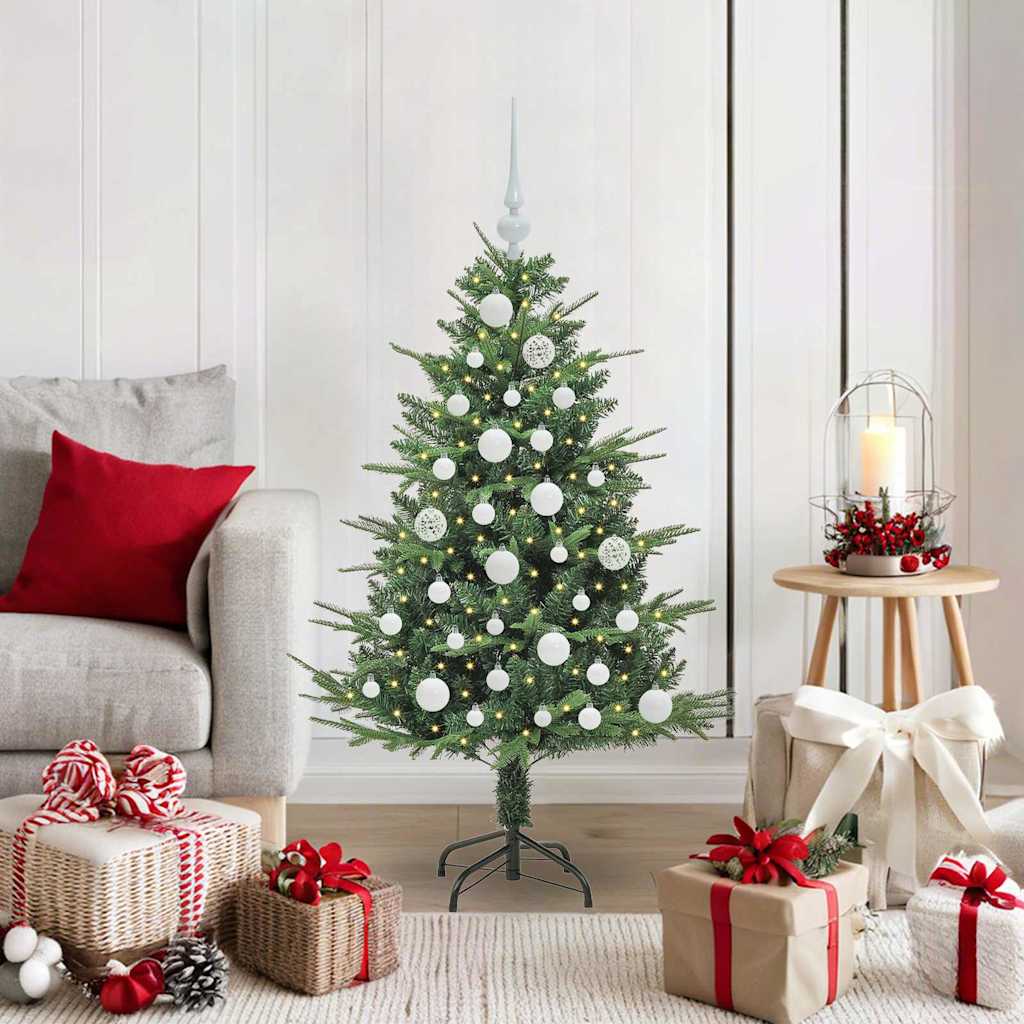 Artificial Pre-lit Christmas Tree with Ball Set 120 cm Green with 150 LEDs &61 white balls