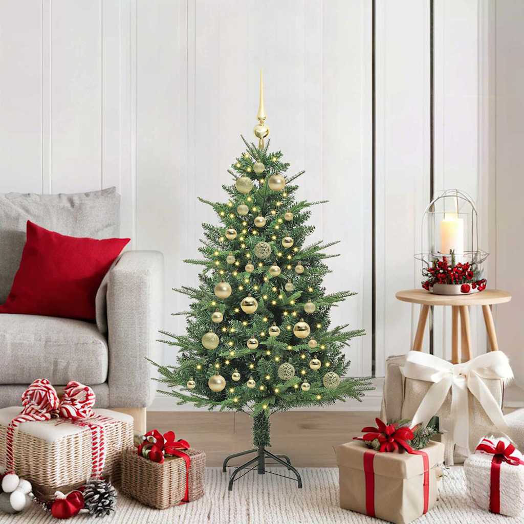 Artificial Pre-lit Christmas Tree with Ball Set 120 cm Green with 150 LEDs &61 golden balls