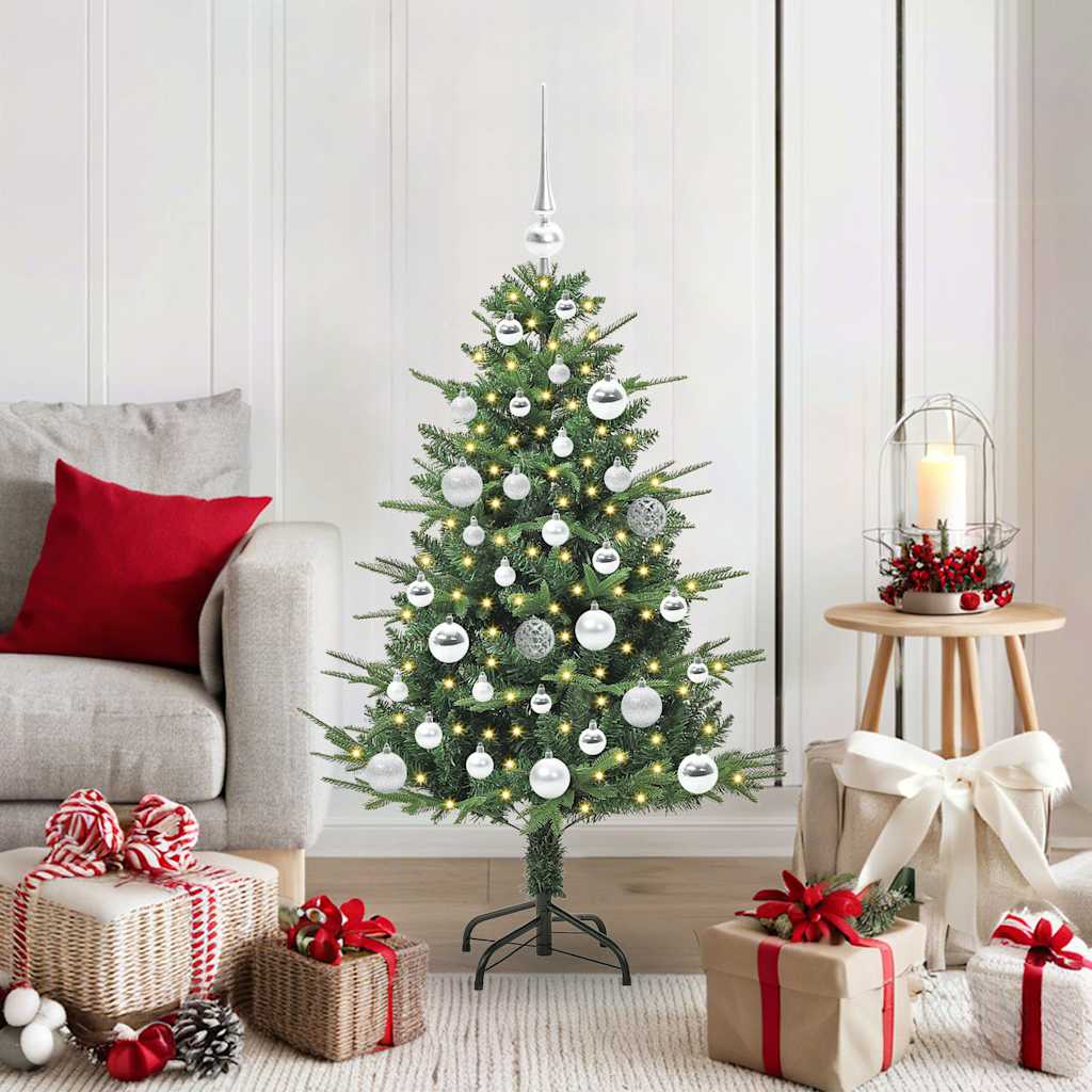 Artificial Pre-lit Christmas Tree with Ball Set 120 cm Green with 150 LEDs &61 silver balls