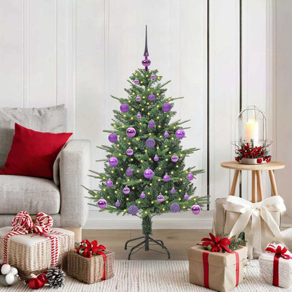 Artificial Pre-lit Christmas Tree with Ball Set 120 cm Green with 150 LEDs &61 lilac balls