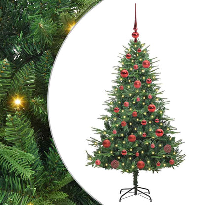 Artificial Pre-lit Christmas Tree with Ball Set 150 cm Green with 150 LEDs &61 red balls