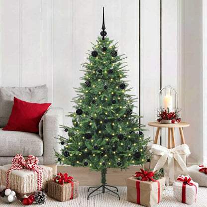 Artificial Pre-lit Christmas Tree with Ball Set 150 cm Green with 150 LEDs &61 black balls