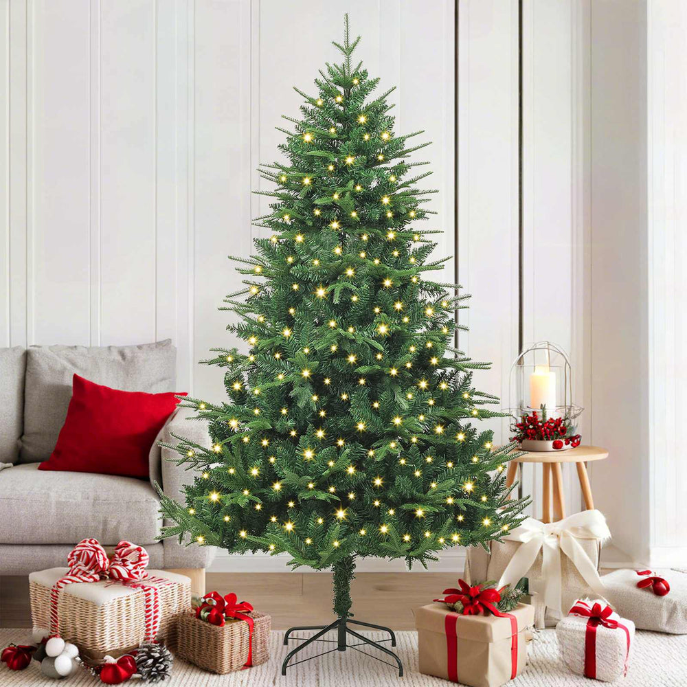 vidaXL Artificial Pre-lit Christmas Tree with Ball Set 180 cm Green