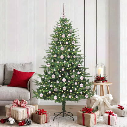 Artificial Pre-lit Christmas Tree with Ball Set 180 cm Green with 300 LEDs &120 pink balls