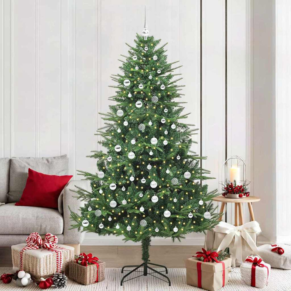 vidaXL Artificial Pre-lit Christmas Tree with Ball Set Green 210 cm