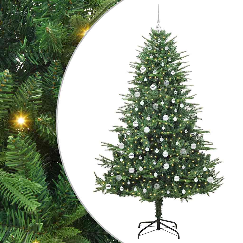 vidaXL Artificial Pre-lit Christmas Tree with Ball Set Green 210 cm 2