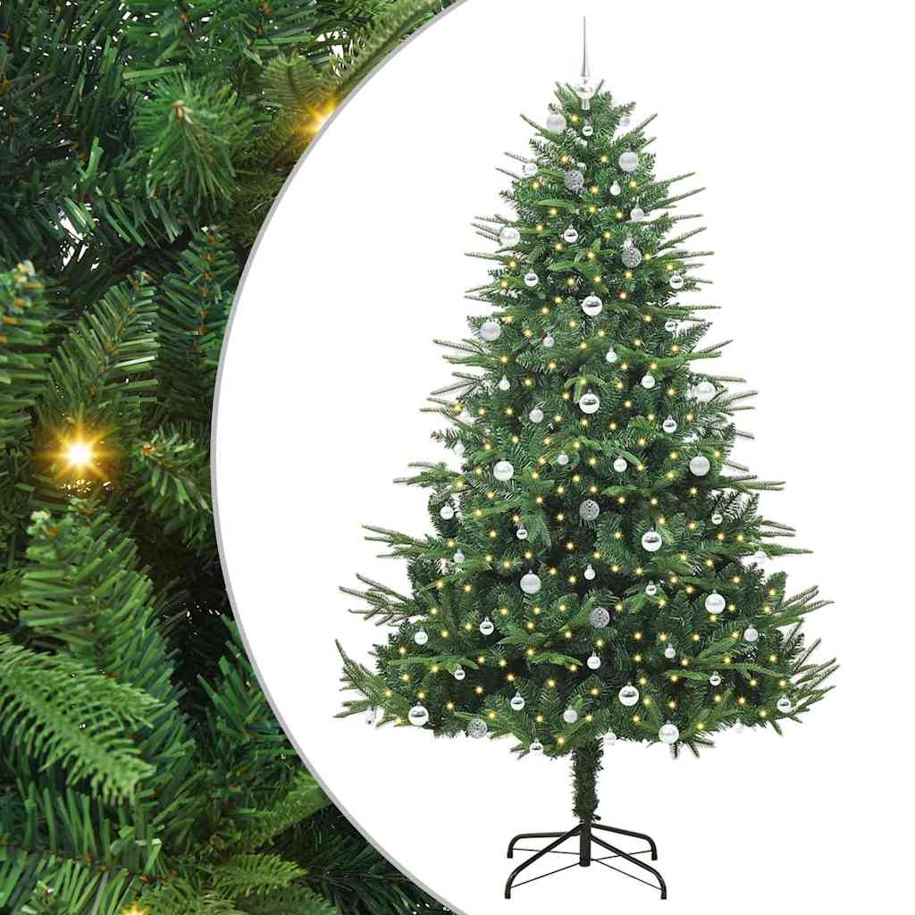 vidaXL Artificial Pre-lit Christmas Tree with Ball Set Green 240 cm 2