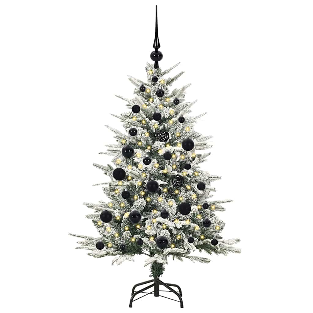 Artificial Pre-lit Christmas Tree with Ball Set Green 120 cm Green and White with 150 LEDs &61 black balls