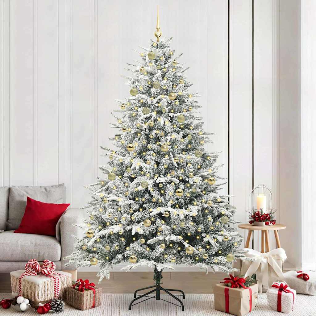 vidaXL Artificial Pre-lit Christmas Tree with Ball Set Green 240 cm 1