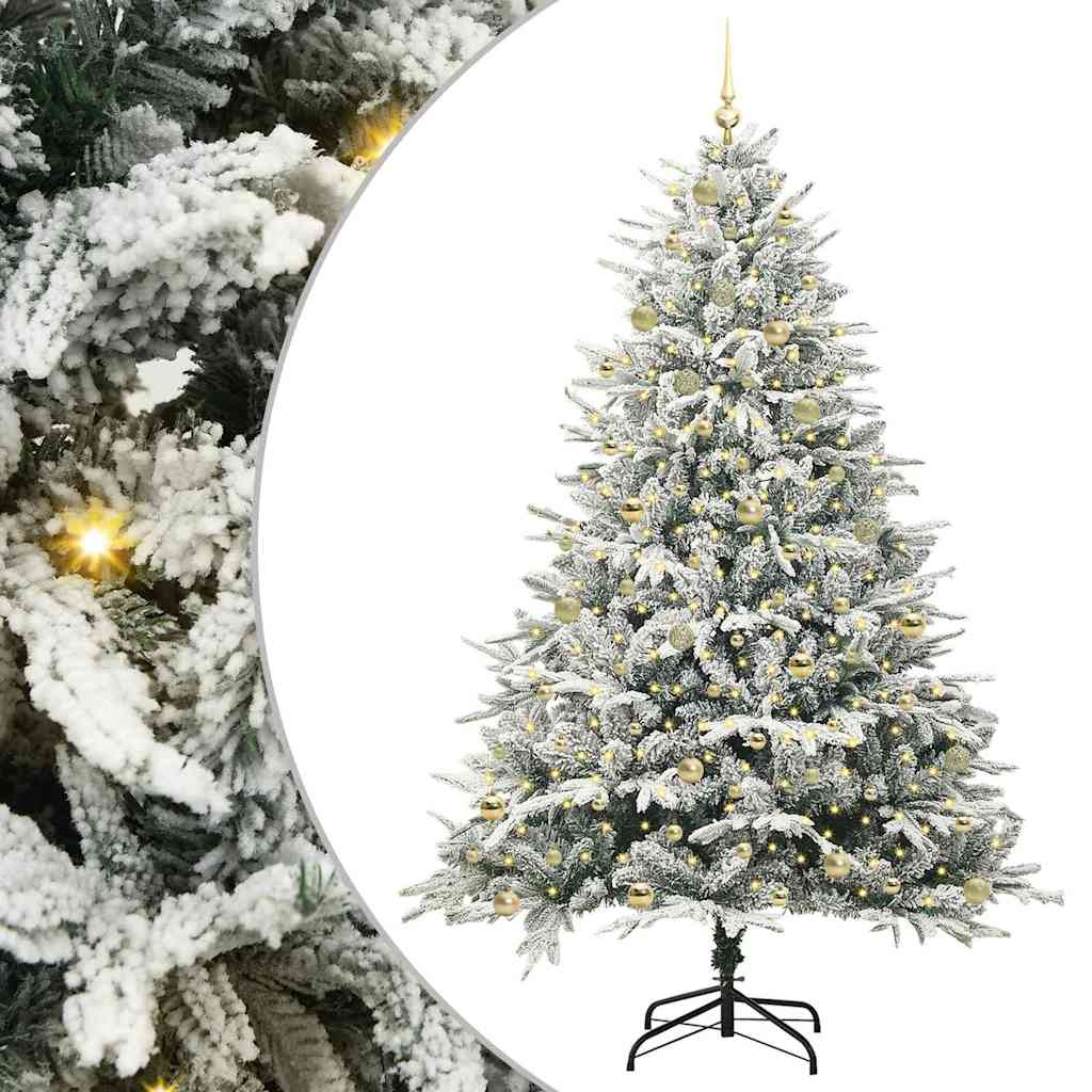 vidaXL Artificial Pre-lit Christmas Tree with Ball Set Green 240 cm 2