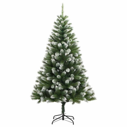 Artificial Hinged Christmas Tree with Flocked Snow 300 LEDs 180 cm with LEDs&red balls