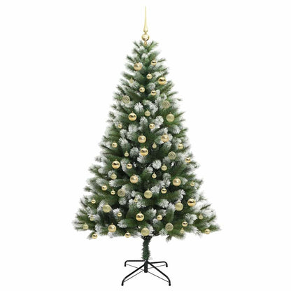 vidaXL Artificial Hinged Christmas Tree with Flocked Snow 300 LEDs 4