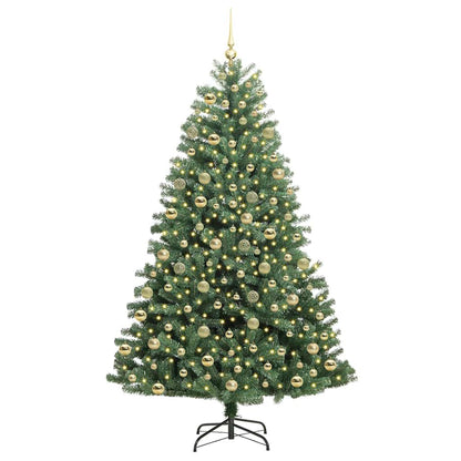 vidaXL Artificial Hinged Christmas Tree Green 210 cm PVC and Metal 4