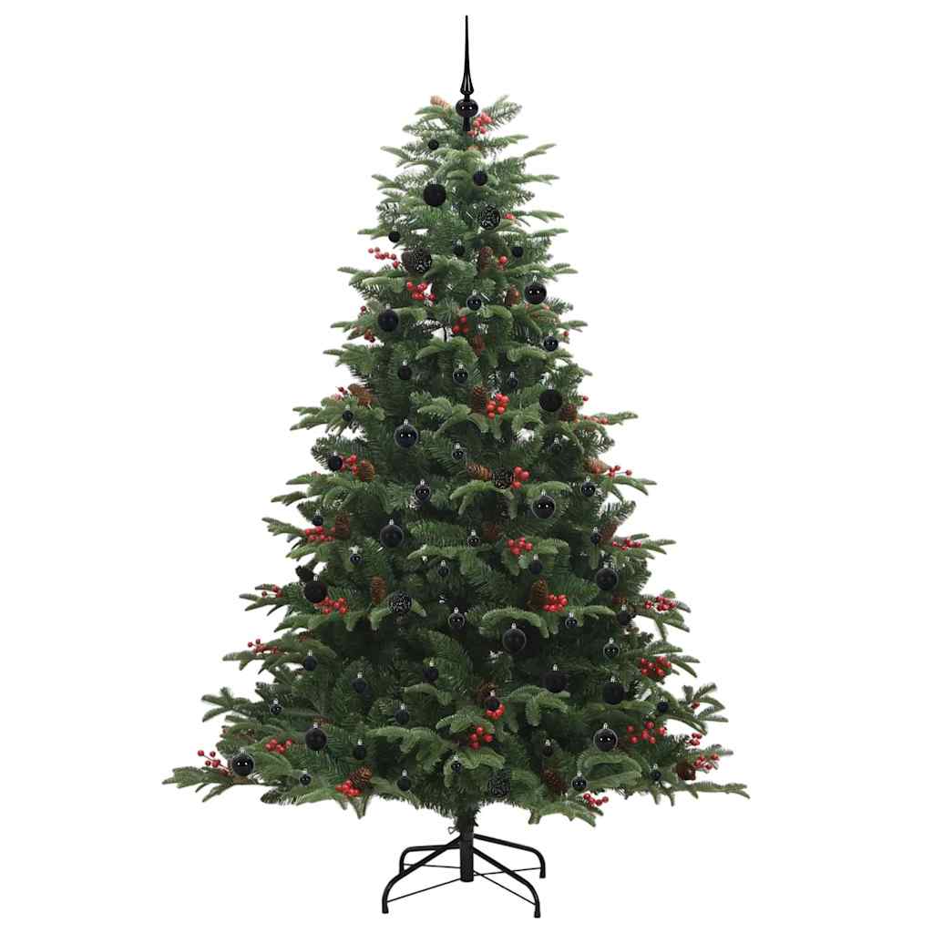 Artificial Christmas Tree with 300 LEDs with Stand Green 240 cm with LEDs &black balls
