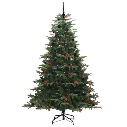 Artificial Christmas Tree with 300 LEDs with Stand Green 240 cm with LEDs &black balls