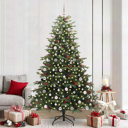 Artificial Christmas Tree with 300 LEDs with Stand Green 240 cm with LEDs &pink balls