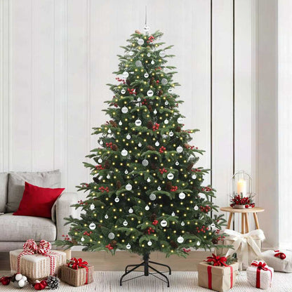 Artificial Christmas Tree with 300 LEDs with Stand Green 240 cm with LEDs &silver balls
