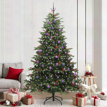 Artificial Christmas Tree with 300 LEDs with Stand Green 240 cm with LEDs &lilac balls