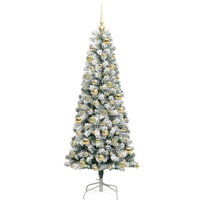 vidaXL Artificial Hinged Christmas Tree Green and White 180 cm 4