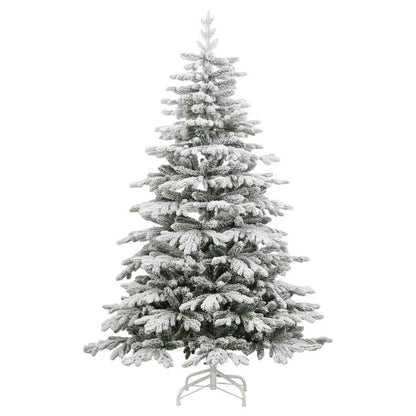 Artificial Hinged Christmas Tree White PE and PVC 210 cm with LEDs &black balls