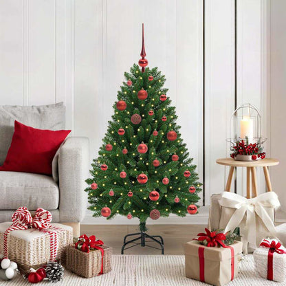 Artificial Christmas Tree 120 cm 150 LEDs Warm White Green Ø 68 x 120 cm with 150 LEDs&red balls