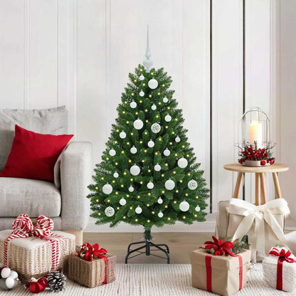 Artificial Christmas Tree 120 cm 150 LEDs Warm White Green Ø 68 x 120 cm with 150 LEDs&white balls