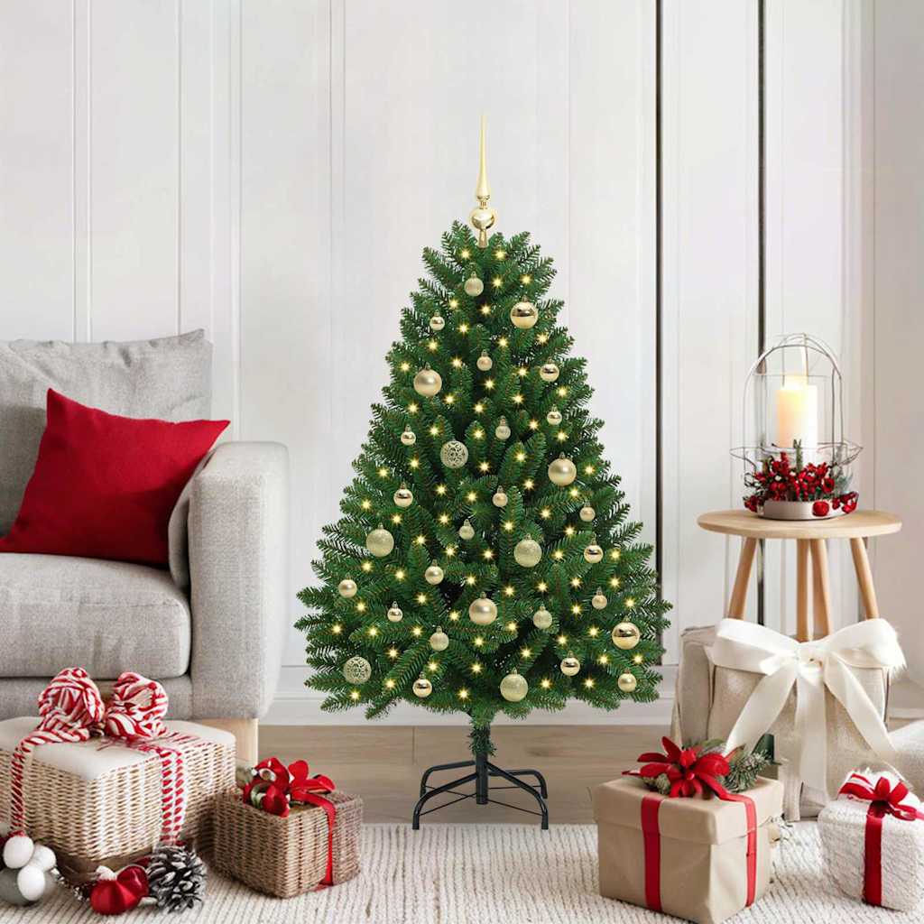 Artificial Christmas Tree 120 cm 150 LEDs Warm White Green Ø 68 x 120 cm with 150 LEDs&gold balls