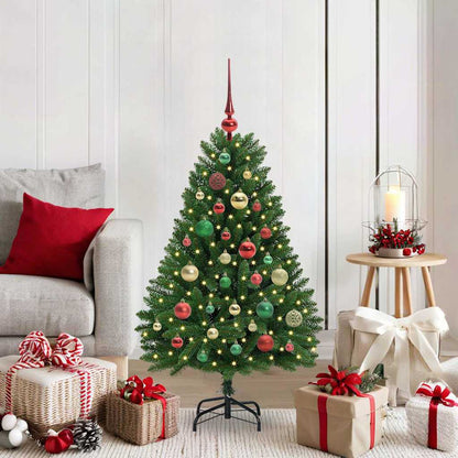 Artificial Christmas Tree 120 cm 150 LEDs Warm White Green Ø 68 x 120 cm with 150 LEDs&multicolour balls