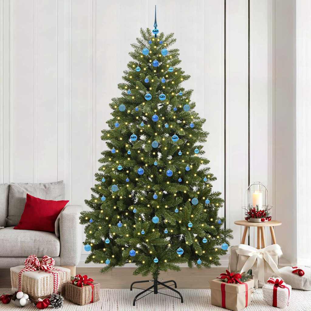 Artificial Christmas Tree 240 cm 300 LEDs Warm White Green Ø 120 x 240 cm with 300 LEDs&blue balls