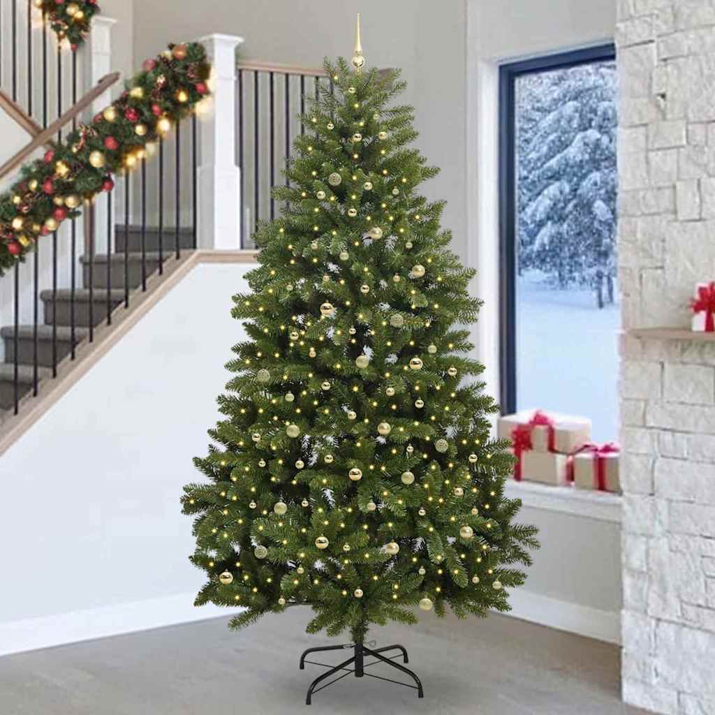 Artificial Christmas Tree 270 cm 300 LEDs Warm White Green Ø 128 x 270 cm with 300 LEDs&gold balls
