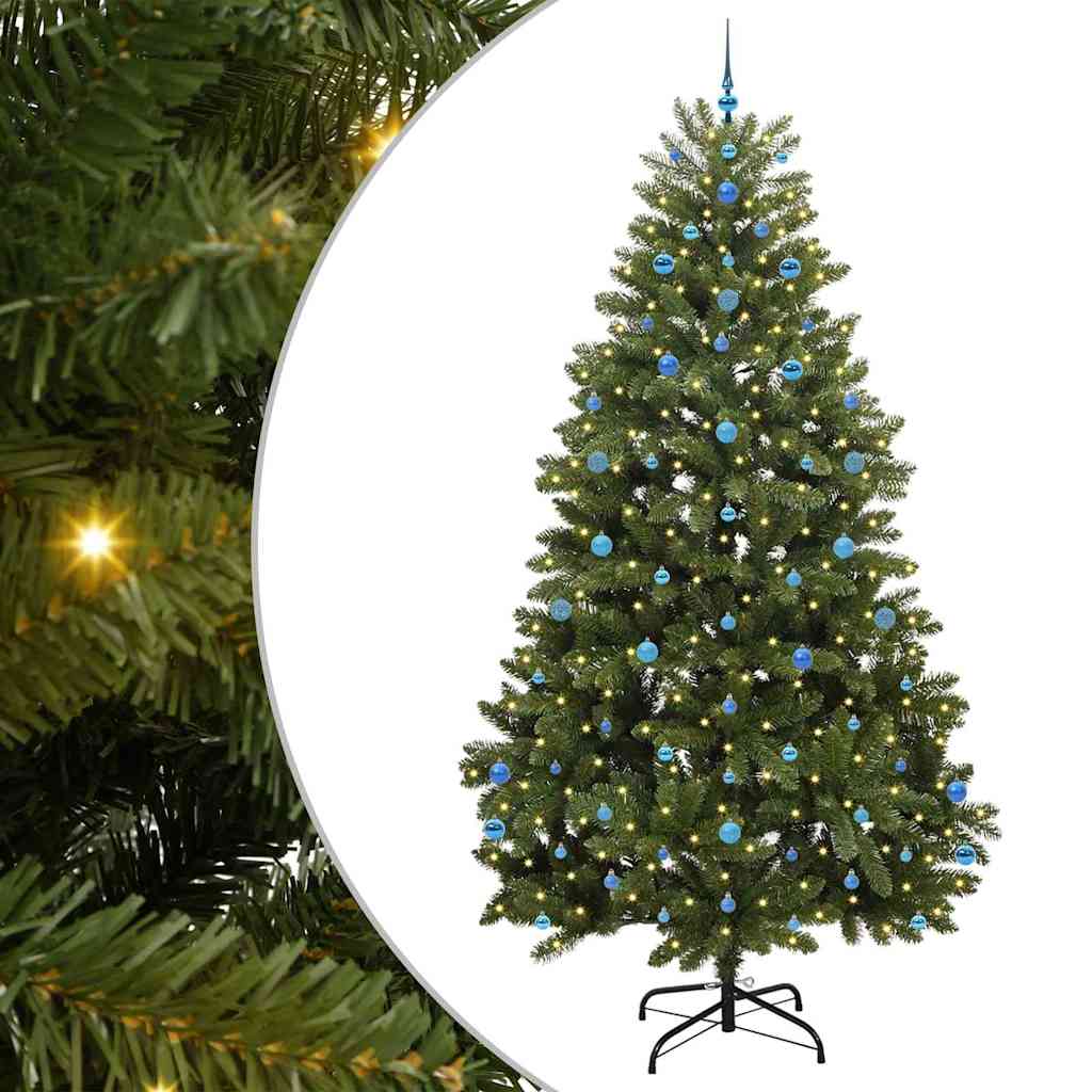 Artificial Christmas Tree 270 cm 300 LEDs Warm White Green Ø 128 x 270 cm with 300 LEDs&blue balls