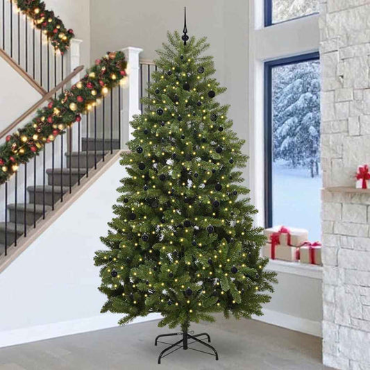 Artificial Christmas Tree 300 cm 300 LEDs Warm White Green Ø 138 x 300 cm with 300 LEDs&black balls