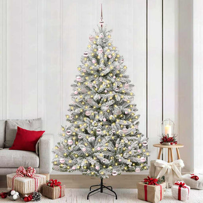 Artificial Christmas Tree 240 cm 300 LEDs Warm White Green and White Ø 120 x 240 cm with 300 LEDs&pink balls