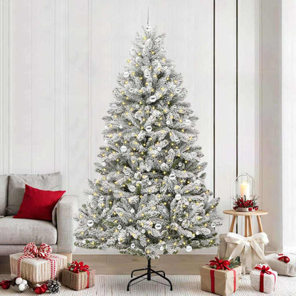 Artificial Christmas Tree 240 cm 300 LEDs Warm White Green and White Ø 120 x 240 cm with 300 LEDs&silver balls