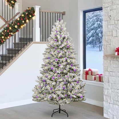 Artificial Christmas Tree 240 cm 300 LEDs Warm White Green and White Ø 120 x 240 cm with 300 LEDs&lilac balls