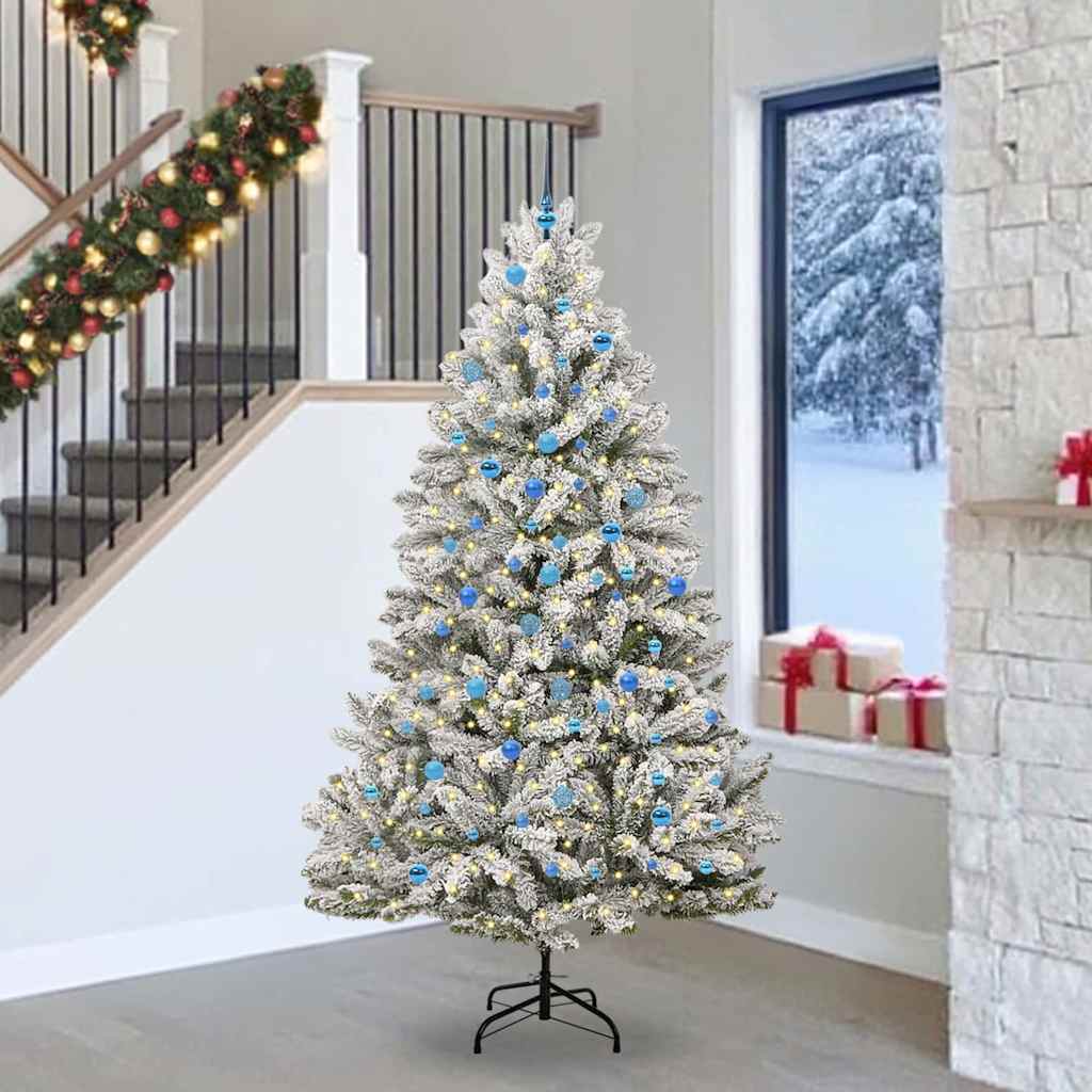 Artificial Christmas Tree 240 cm 300 LEDs Warm White Green and White Ø 120 x 240 cm with 300 LEDs&blue balls